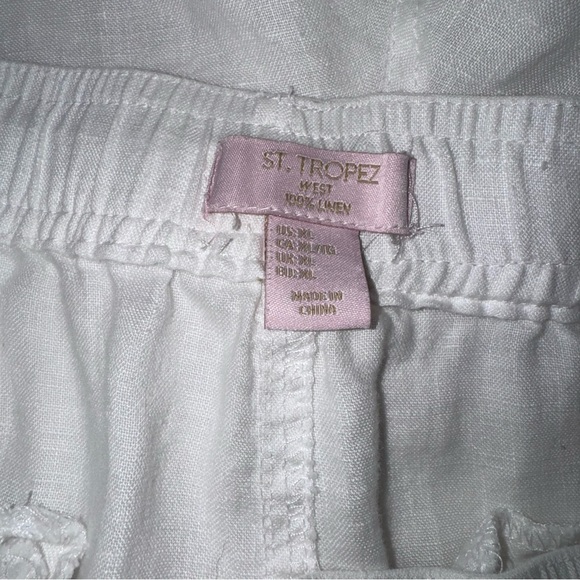 St Tropez West 100% Linen White Wide Leg Pants XL Coastal Grandma Resort capsule - Picture 6 of 8